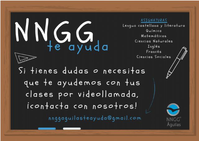 Nuevas Generaciones Águilas presenta una campaña de voluntariado para ayudar a niños en edad escolar durante el confinamiento