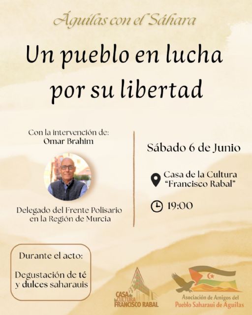 Águilas acogerá un acto de solidaridad con el pueblo saharaui el próximo 6 de junio