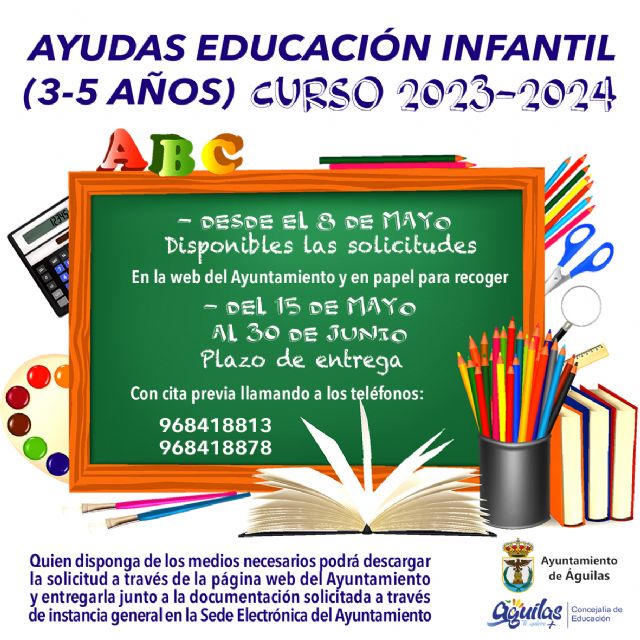 El próximo día 15 se abre el plazo de presentación de las solicitudes de ayuda para Educación Infantil