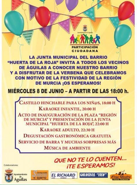 La Huerta de la Roja celebrará su verbena de barrio