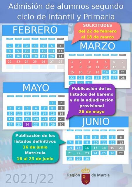 El día 22 de febrero se abre el Plazo de Admisión de Alumnos en los Centros Educativos