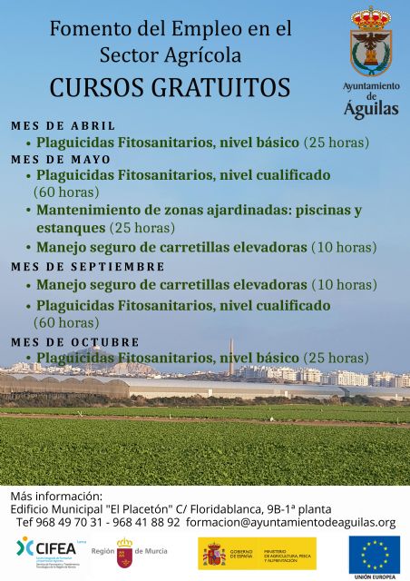 El Ayuntamiento de Águilas apuesta por el desarrollo de cursos para el fomento del empleo en el sector agrícola