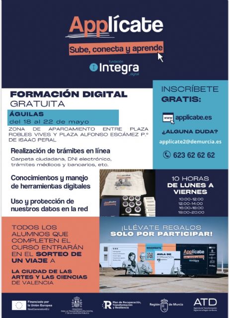 Águilas acoge del 18 al 22 de mayo la campa&ntilde;a gratuita de formación digital 'Applícate'
