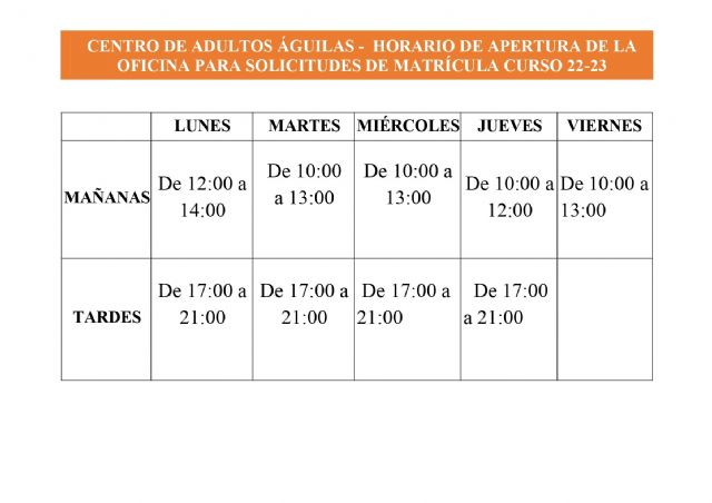 Ya está abierto el plazo de solicitud de matrícula en el Centro de Educación de Adultos