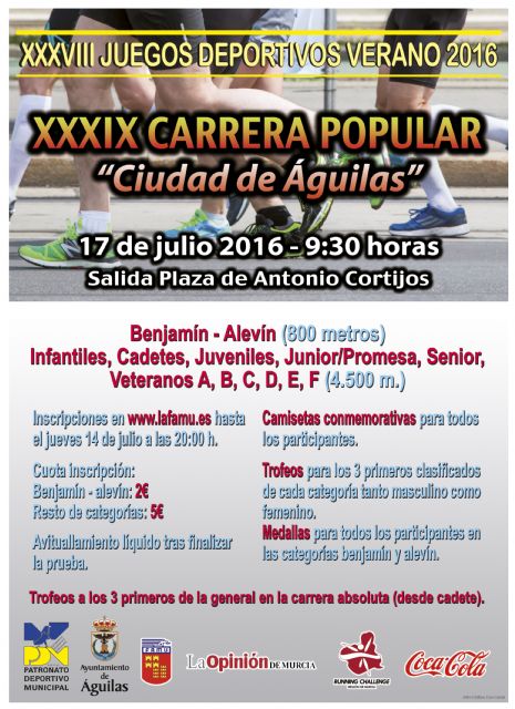 Últimos días para inscribirte en la XXXIX Carrera Popular “Ciudad de Águilas”