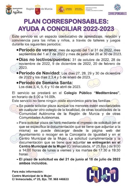 La Concejalía de Igualdad amplía el plazo de inscripción para el Plan Corresponsables