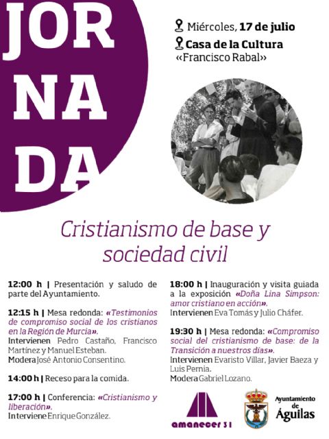 Referentes nacionales del cristianismo de base se darán cita en Águilas