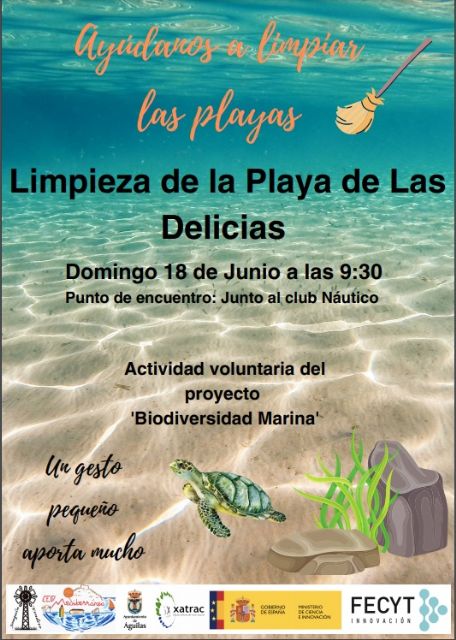 El próximo domingo tendrá lugar una jornada de limpieza de playas enmarcada en el proyecto 'Biodiversidad Marina'