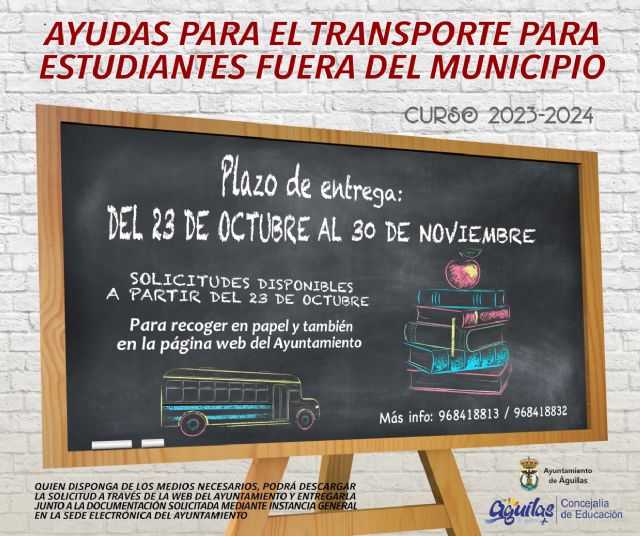 A partir del 23 de octubre estará disponible el certificado para solicitar ayudas complementarias para el transporte de estudiantes
