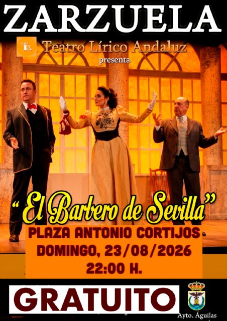 El espectáculo de zarzuela 'El barbero de Sevilla' se representará de forma gratuita este domingo