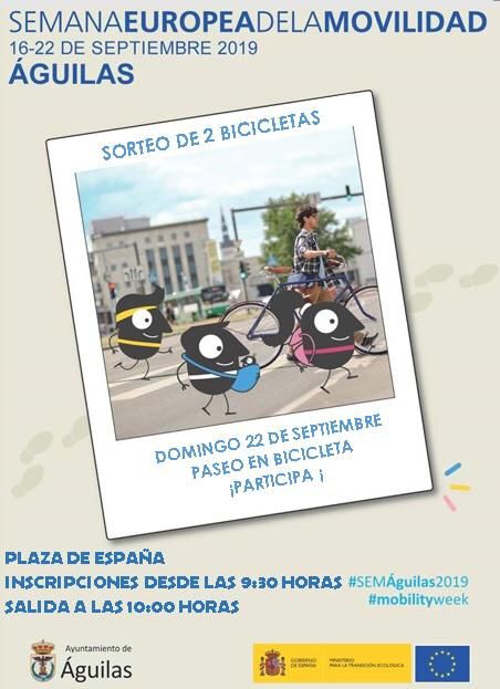 Iniciativa de la Semana Europea de la Movilidad para hoy: acude al trabajo y resto de desplazamientos caminando y sube tu foto con el hashtag #SEMÁguilas2019 y #mobilityweek