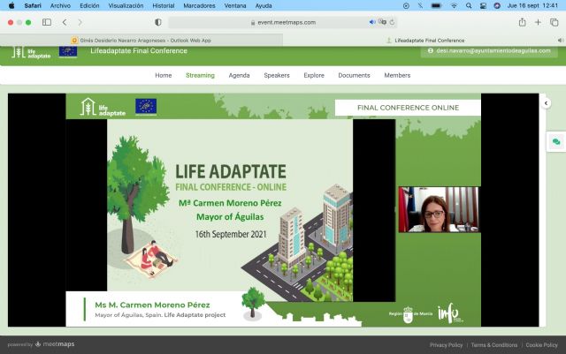 La primera edil aguileña, ponente en la conferencia final del proyecto Life Adaptate