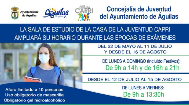 La Sala de Estudio de la Casa de la Juventud Capri amplía su horario durante el periodo de exámenes