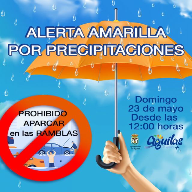 Aviso amarillo por fuertes precipitaciones para el próximo domingo
