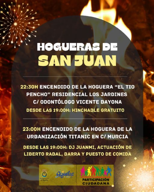 Águilas celebra la noche de San Juan con actividades para toda la familia