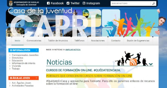 La concejalía de Juventud pone en marcha la iniciativa 'Aprende desde casa'