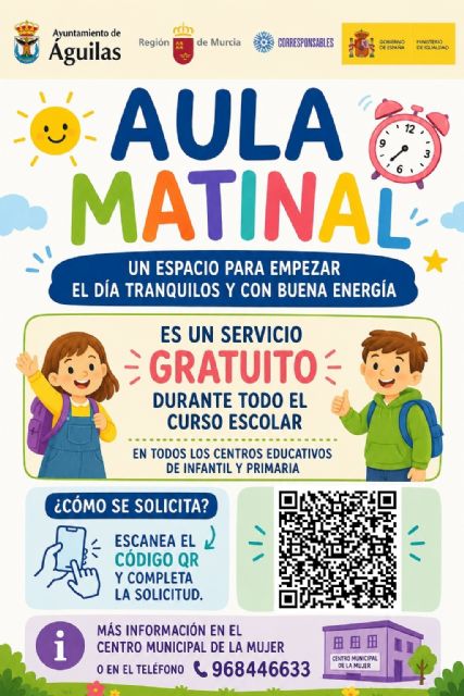 El Ayuntamiento de Águilas pone en marcha por tercer a&ntilde;o consecutivo el Aula Matinal gratuita para facilitar la conciliación familiar y laboral