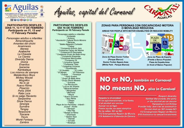 El Ayuntamiento edita un plano bilingüe específico de Carnaval del municipio de Águilas