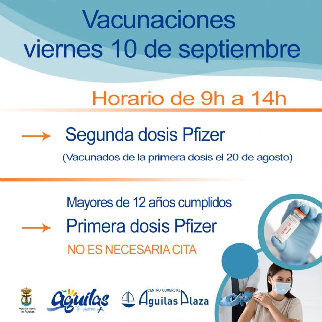 Centro Comercial Águilas Plaza acogerá el viernes una nueva jornada de vacunaciones masivas contra la COVID 19 sin cita