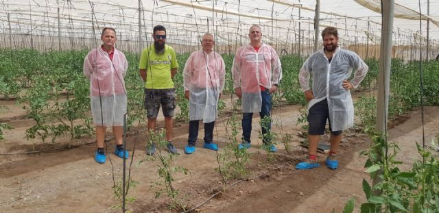 El edil de agricultura acompaña a miembros de Asaja en la vista de cultivos de tomates afectados por las altas temperaturas