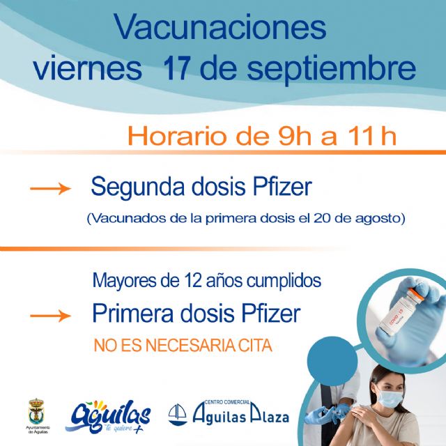 Centro Comercial Águilas Plaza acogerá una nueva jornada de vacunaciones masivas contra la COVID 19 sin cita
