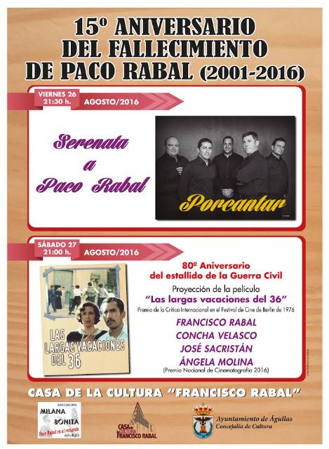 Milana Bonita y ayuntamiento de Águilas recuerdan a Paco Rabal en el aniversario de su fallecimiento